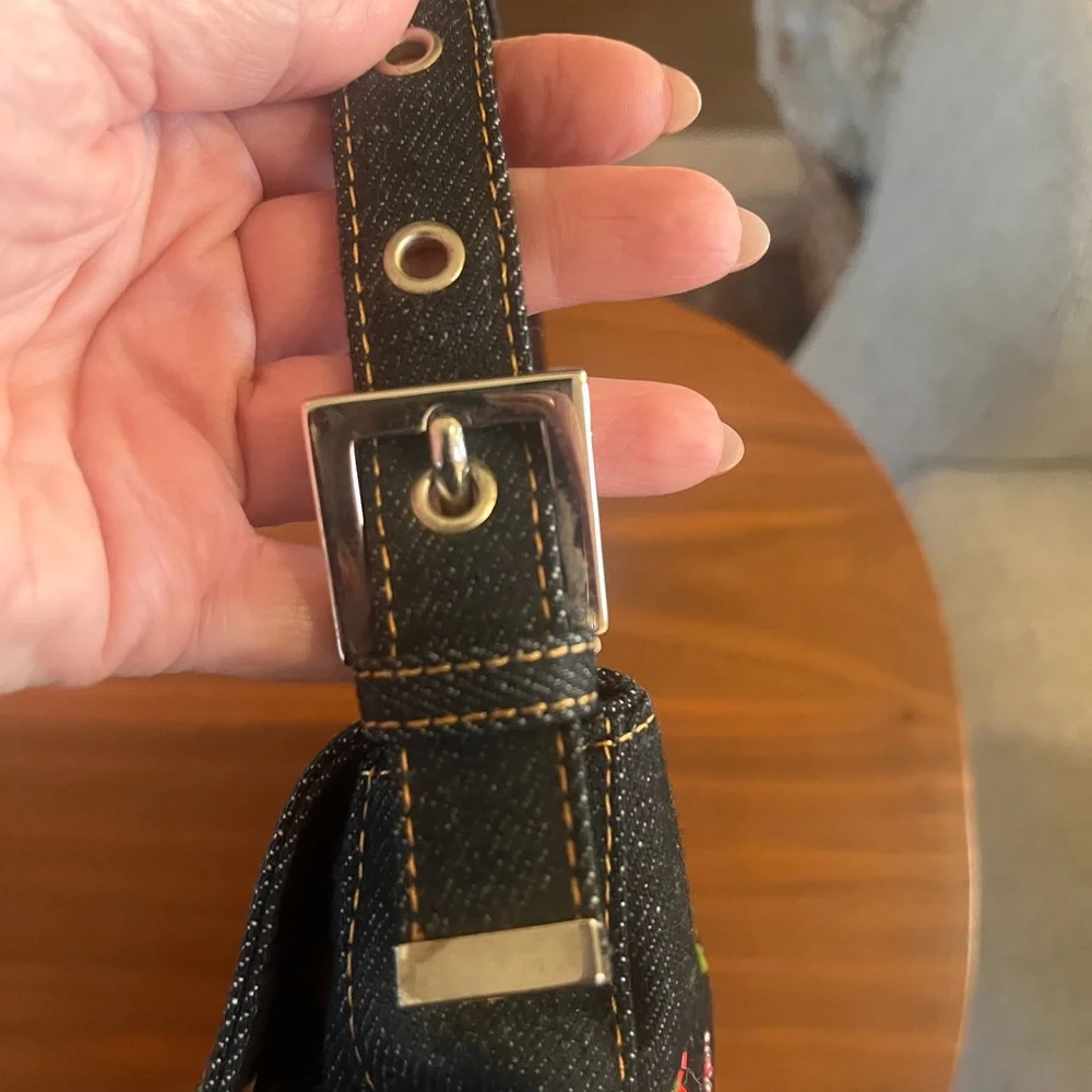 Fendi Denim Beaded Baguette - Picture 6 of 13